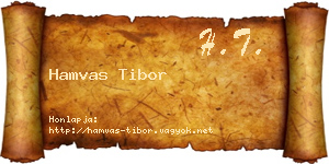 Hamvas Tibor névjegykártya